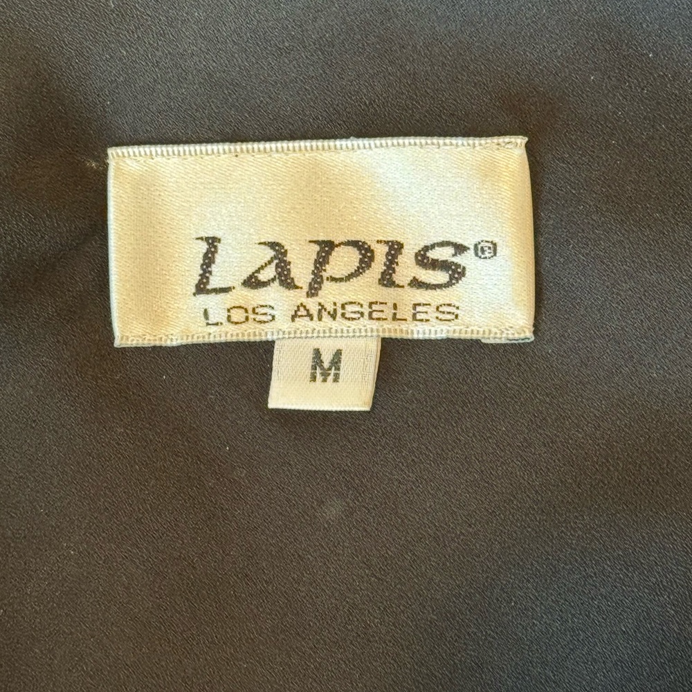 Vintage Lapis Dress. Black with Gold. Below The Knee Length. Medium - Picture 6 of 8